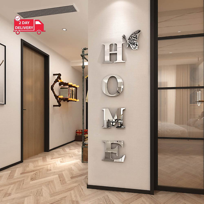#ad Home Wall Decor Letter Signs Acrylic Mirror Wall Stickers Wall Decorations for L $35.38