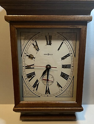 #ad Vintage Howard Miller Clock Model 613 239 Quartz Wooden Wall Brown 19x14 $100.00