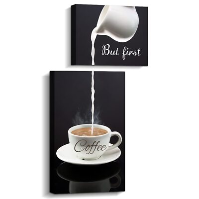 #ad Coffee Bar Wall Decor for Kitchen But First Coffee Sign Kitchen Canvas Wa... $29.40