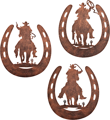 #ad Metal Horseshoe Wall Art Decor with Cowboy Western Rustic Style Horse Shoes Dec $28.74