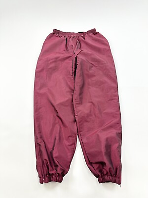 #ad #ad Vintage On Your Mark Windbreaker Pants Women’s Large Burgundy Ankle Zip Lined $34.85