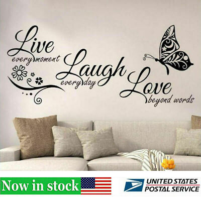 #ad Live Laugh Love Quotes Butterfly Wall Art Stickers Living Room Decal Home Decor $9.99
