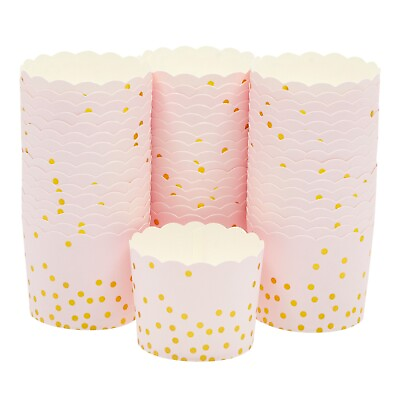 #ad 50 Pack Pink Cupcake Liners for Muffins Large Paper Baking Cups 2.2 in $12.99
