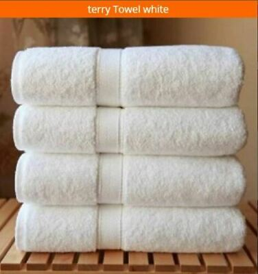 #ad 4 Piece White Hotel Quality 100% Egyptian Cotton Big Kitchen Towel Bath Towels GBP 12.99