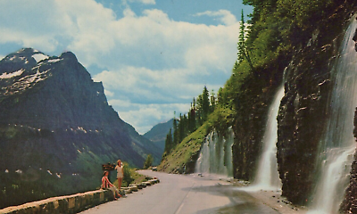 #ad Weeping Wall near Logan Pass Glacier National Park MT Chrome Vintage Post Card $10.15
