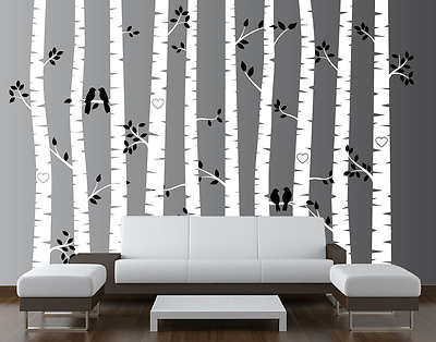 #ad Birch Tree Wall Decal Forest with Birds Vinyl Sticker Removable Nursery Art Baby $159.99