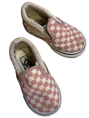 #ad Vans Off The Wall Kids Toddler Checkerboard Shoes Slip Ons Pink White. Size 5.0 $10.40