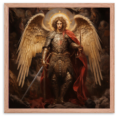 #ad Archangel St. Michael Poster 1b Framing Optional Square Christian Wall Art $70.00
