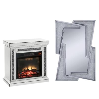 #ad Home Square 2 Piece Set with Fireplace and Mirrored Wall Decor $1319.24