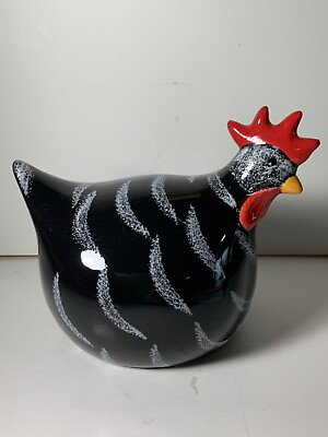 #ad Home Essentials Black amp; White Ceramic Rooster Hen 6.5 in. $9.00