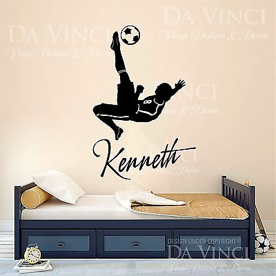 #ad Soccer Player Decal Custom Name Wall Room Personalized Vinyl Sticker Decor A $26.99
