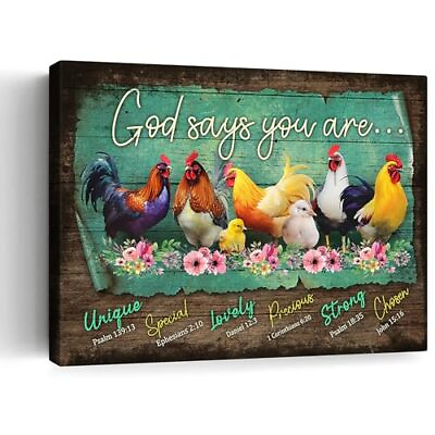 #ad Rooster Kitchen Decor Wall Art Farmhouse 12quot;x16quot; God Says You Are Rooster $38.29