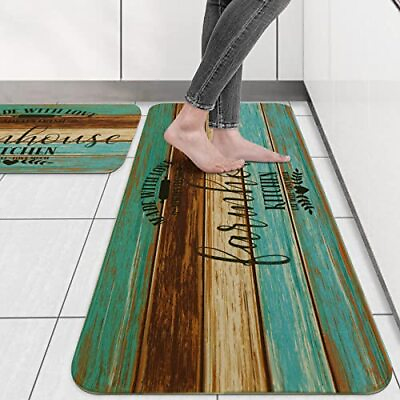 #ad Kitchen Rugs Farmhouse Style 2 Piece Kitchen Rugs and Mats Non Skid Washable ... $31.24