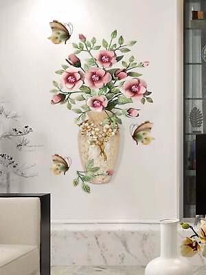 Flower Print Wall Sticker Flowers in Vase Adhesive Removable Wall Art Sticker $5.67
