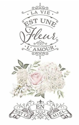 #ad Redesign With Prima quot;La Vie Est Une Fleurquot; Decor Transfer Rub On French Decal $34.95