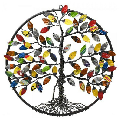 #ad RECYCLED METAL TREE OF LIFE WALL HANGING ART DECOR 14quot; GEBLUEA232 FREE SHIPPING $59.95