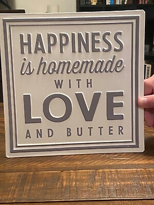 #ad Happiness is Homemade Wall Decor Metal Kitchen Sign Grey amp; White $5.00