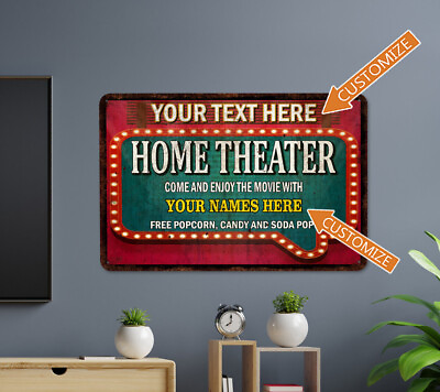 #ad Personalized Home Theater Sign Movie Room Cinema Family Room Decor 108122002115 $41.95