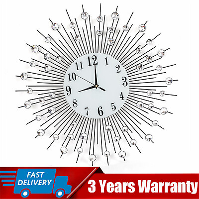 #ad 3D Large Metal Sunburst Wall Clock Luxury Wall Clock Battery Operated Home Decor $42.36