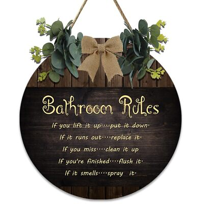 #ad Rustic Bathroom Sign Bathroom Decor Wood Hanging Funny Wooden Decorative Plaq... $29.19