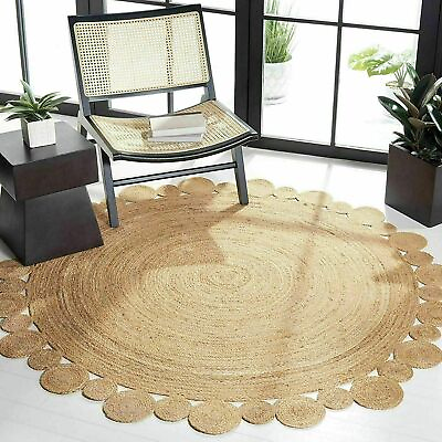 #ad Rug 100% Natural Jute Style Braided Reversible Carpet Modern Rustic Look Rug $251.04