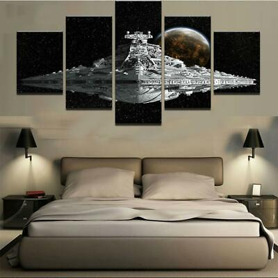 #ad Star Wars Movie Empire Spaceship amp; Planet Framed 5 Piece Canvas Wall Art $119.00