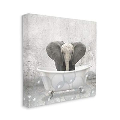 #ad Stupell Industries Baby Elephant Bath Time Cute Animal Design Canvas Wall Art... $40.96