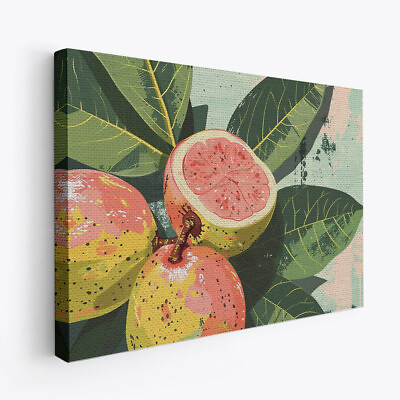 #ad Guava Fruit Boho Art Design 2 Horizontal Canvas Wall Art Prints $149.99