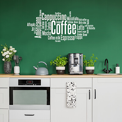 #ad Vinyl Wall Art Decal Types Of Coffee 22quot; x 46.5quot; Fun Caffeine Quotes $18.99