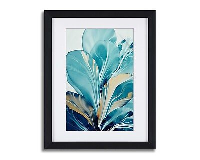#ad First Wall Art Abstract Blue Wall Art Decor Modern Picture Canvas Print Framed $49.00