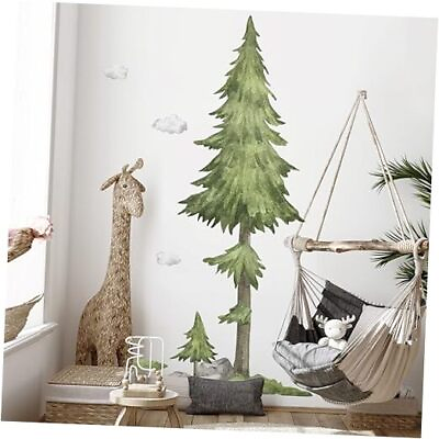 #ad Giant Tree Wall Decals Large Pine Tree Branches Wall Stickers DIY Peel Green $28.70