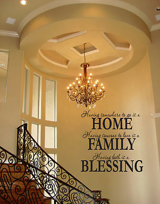 #ad HOME FAMILY BLESSING VINYL Wall Decal WALL QUOTE DECAL Home Decor Lettering $13.82