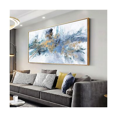 #ad Abstract Wall Art For Living Room Large Size Framed Navy Blue Canvas Wall Art... $218.60