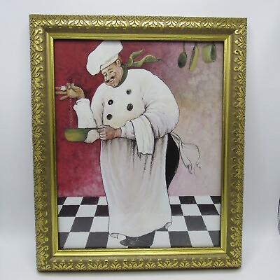 #ad Fat Chef Framed Print Kitchen Wall Art Decor Italian Cook Picture 12x10quot;Bamp;W Red $19.99