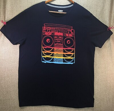#ad Old Navy Wall Tee in The Navy Retro MOD 80#x27;s Boom Box Navy T Shirt Size M $6.88