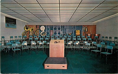 #ad Postcard 1950s Indiana Elkhart Conn Band Room Interior Modern Printers 22 11987 $8.96