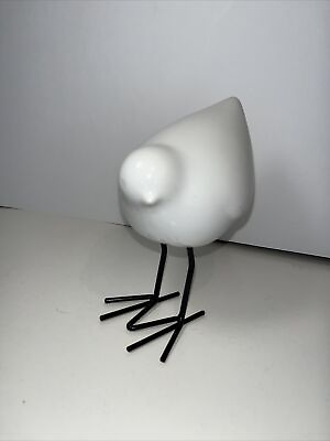 #ad Ceramic White Bird Shelf Sitter Black Legs Home Decoration Modern Decor $12.94