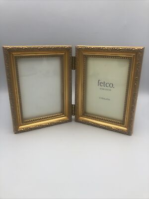 #ad Fetco Home Decor Picture Frame Double Hinged Gold Hollywood Regency 3.5” x 5” $15.00
