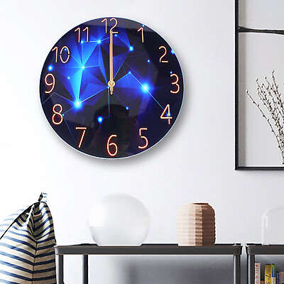 Diamond Large Wall Clock Blue Round Interior Modern Decorative Silent Wall Clock $28.02
