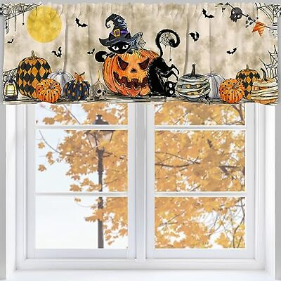 Valance Curtain for Kitchen Decorations Gray Floral 54x18 inch Halloween $23.62