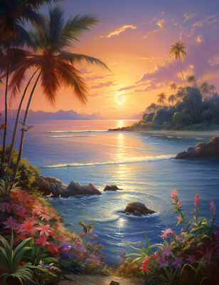 #ad Artwork Seascape Sunrise Oil Painting Printed On Canvas Home Wall Art Decor $119.00