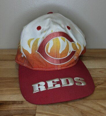 #ad Vintage ON FIRE 90#x27;s MLB Cincinnati Reds Flames Snapback Youth Hat $150.00