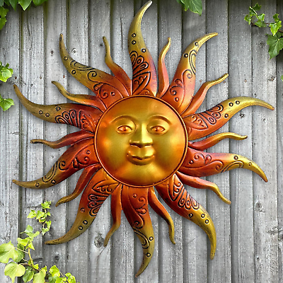 #ad Metal Sun Wall Art Decor 17.3 Inches Rustic Retro Metal Sun Hanging Decoration f $27.99