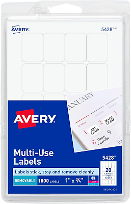 #ad #ad Avery Self Adhesive Removable Labels 0.75 x 1 Inches White 1000 per Pack US $16.03