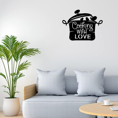 #ad Wall Mounted Cooking with Love Metal Wall Art Décor for Home Kitchen Black $112.50