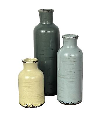 #ad Ceramic Vase Set 3 Multi Color Modern Vase Rustic Farmhouse Flower Vase for H... $40.94