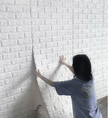 #ad 3D Wallpaper Brick Pattern Wall Stickers PVC Self Adhesive Waterproof Printing $66.99