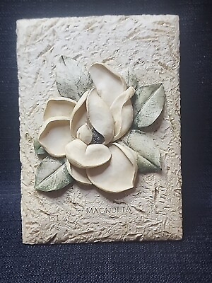 #ad 3 Dimensional Magnolia Wall Plaque Ceramic $17.83