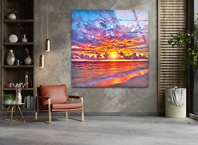 #ad Sunset Sea View Glass Wall Art $95.00