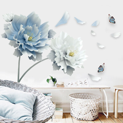 #ad US Butterfly Lotus Flower 3D Wall Stickers Removable Wall Art Decals Home Decor $12.21